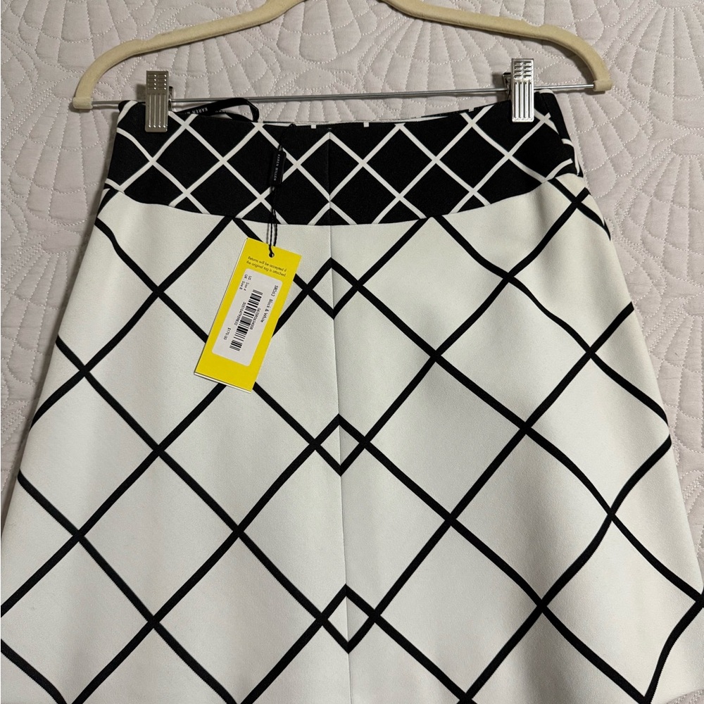 Karen Millen Black and White Diamond Pattern Pencil Skirt